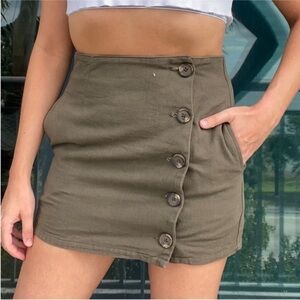 Chloe & Katie Green Cotton Button Skirt S